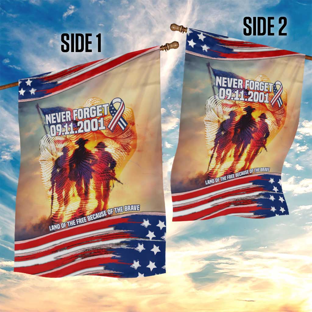 911 Memorial Patriot Day Garden Flag American Flag and Soldier Tribute Never Forget - Wonder Print Shop