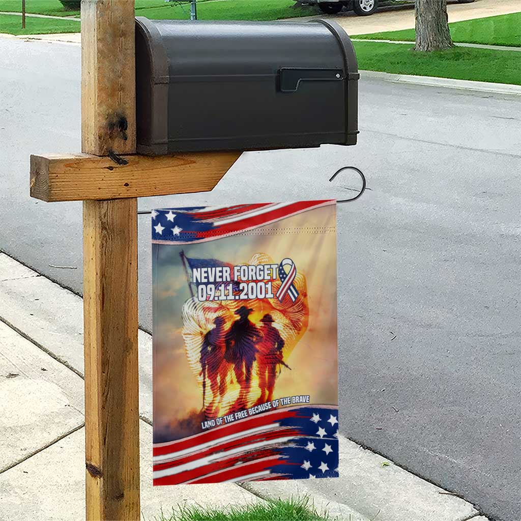 911 Memorial Patriot Day Garden Flag American Flag and Soldier Tribute Never Forget - Wonder Print Shop