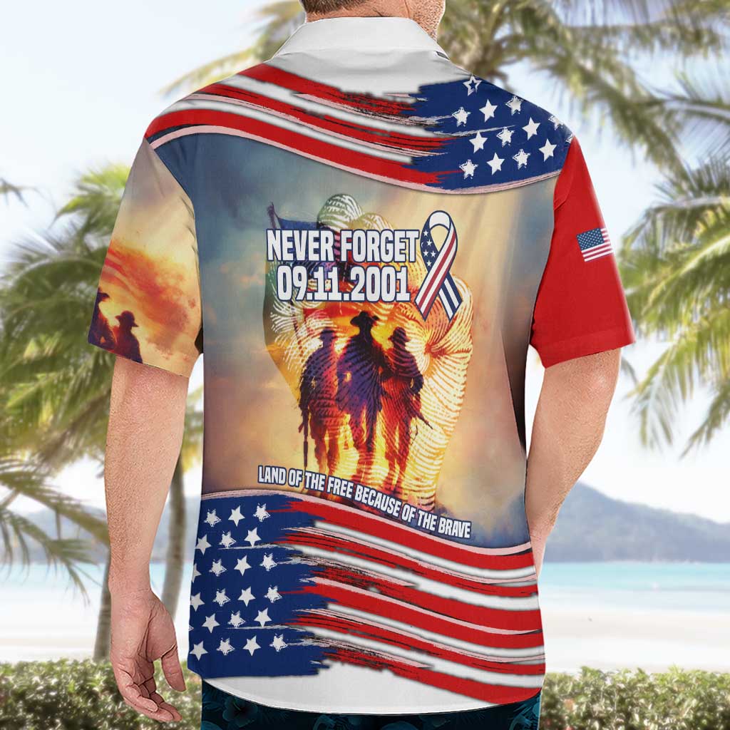 911 Memorial Patriot Day Hawaiian Shirt American Flag and Soldier Tribute Never Forget - Wonder Print Shop