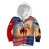 911 Memorial Patriot Day Kid Hoodie American Flag and Soldier Tribute Never Forget - Wonder Print Shop