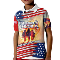 911 Memorial Patriot Day Kid Polo Shirt American Flag and Soldier Tribute Never Forget - Wonder Print Shop