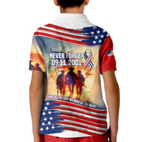 911 Memorial Patriot Day Kid Polo Shirt American Flag and Soldier Tribute Never Forget - Wonder Print Shop
