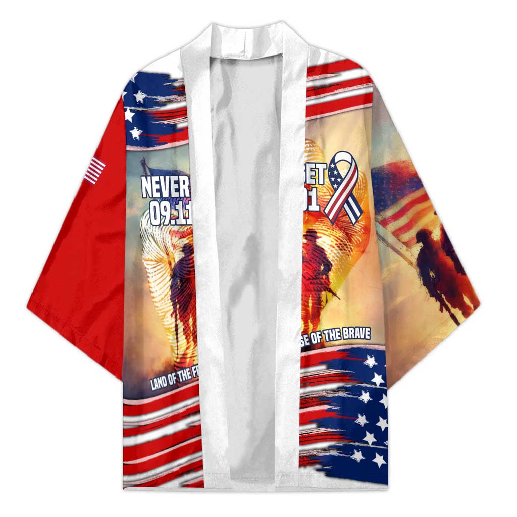 911 Memorial Patriot Day Kimono American Flag and Soldier Tribute Never Forget - Wonder Print Shop
