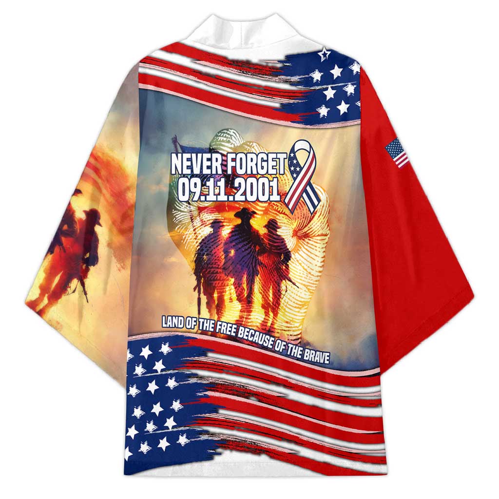 911 Memorial Patriot Day Kimono American Flag and Soldier Tribute Never Forget - Wonder Print Shop