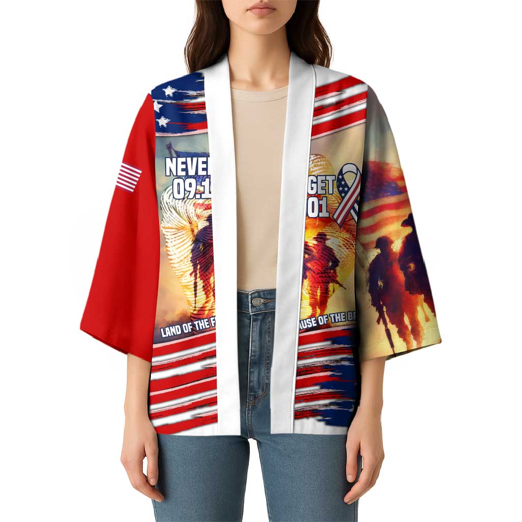 911 Memorial Patriot Day Kimono American Flag and Soldier Tribute Never Forget - Wonder Print Shop
