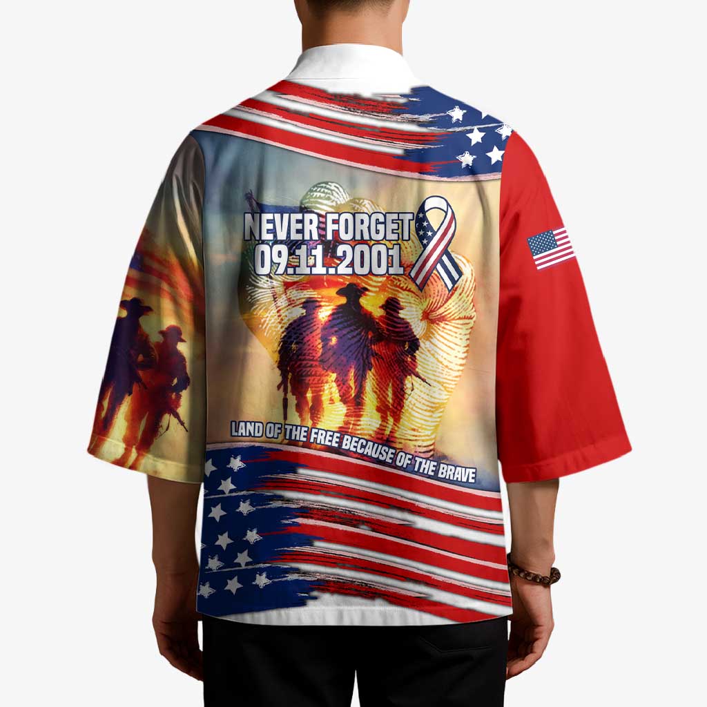 911 Memorial Patriot Day Kimono American Flag and Soldier Tribute Never Forget - Wonder Print Shop