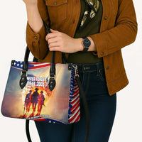911 Memorial Patriot Day Leather Bag American Flag and Soldier Tribute Never Forget - Wonder Print Shop