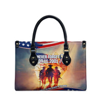 911 Memorial Patriot Day Leather Bag American Flag and Soldier Tribute Never Forget - Wonder Print Shop