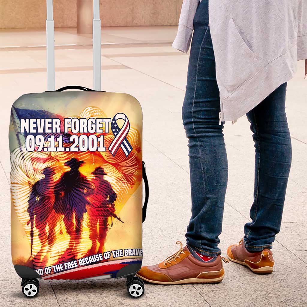 911 Memorial Patriot Day Luggage Cover American Flag and Soldier Tribute Never Forget - Wonder Print Shop