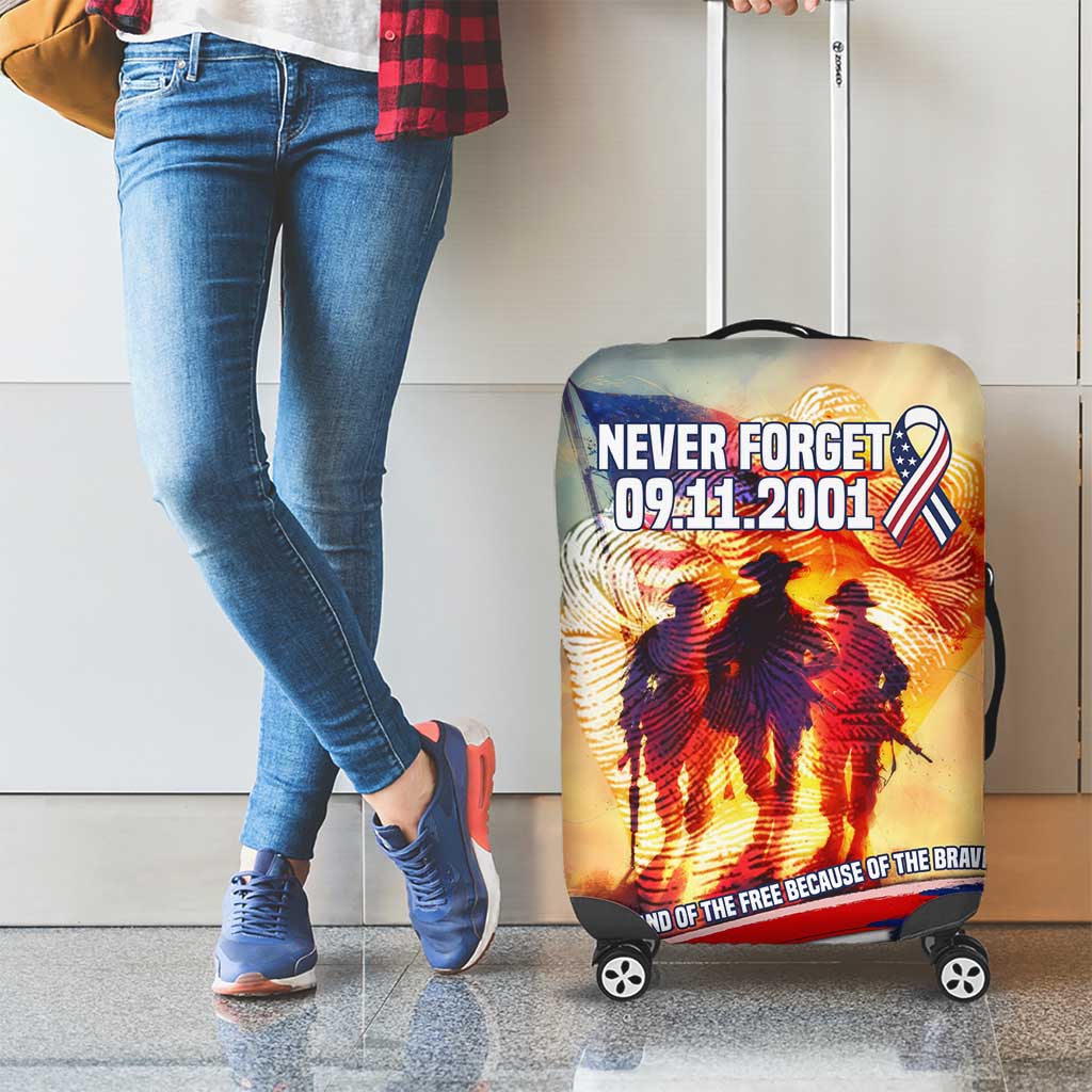 911 Memorial Patriot Day Luggage Cover American Flag and Soldier Tribute Never Forget - Wonder Print Shop