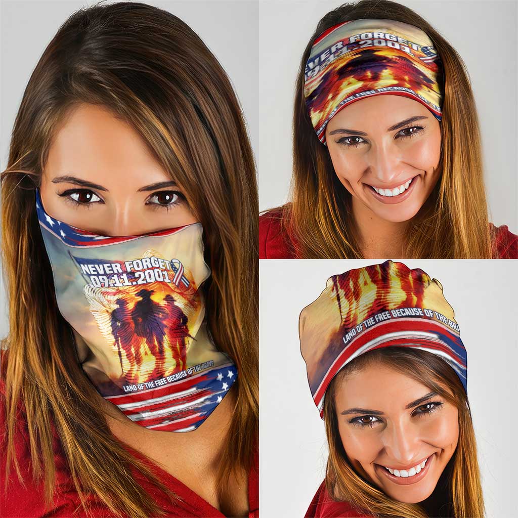 911 Memorial Patriot Day Neck Gaiter American Flag and Soldier Tribute Never Forget TS04