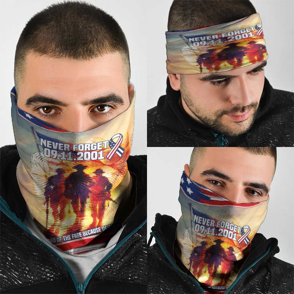 911 Memorial Patriot Day Neck Gaiter American Flag and Soldier Tribute Never Forget TS04