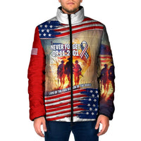 911 Memorial Patriot Day Padded Jacket American Flag and Soldier Tribute Never Forget - Wonder Print Shop
