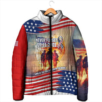 911 Memorial Patriot Day Padded Jacket American Flag and Soldier Tribute Never Forget - Wonder Print Shop