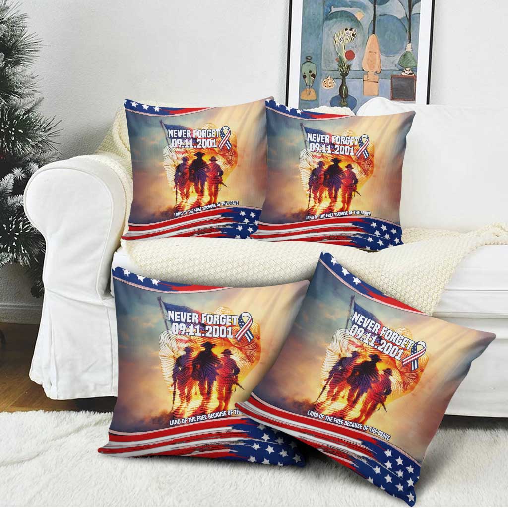 911 Memorial Patriot Day Pillow Cover American Flag and Soldier Tribute Never Forget - Wonder Print Shop