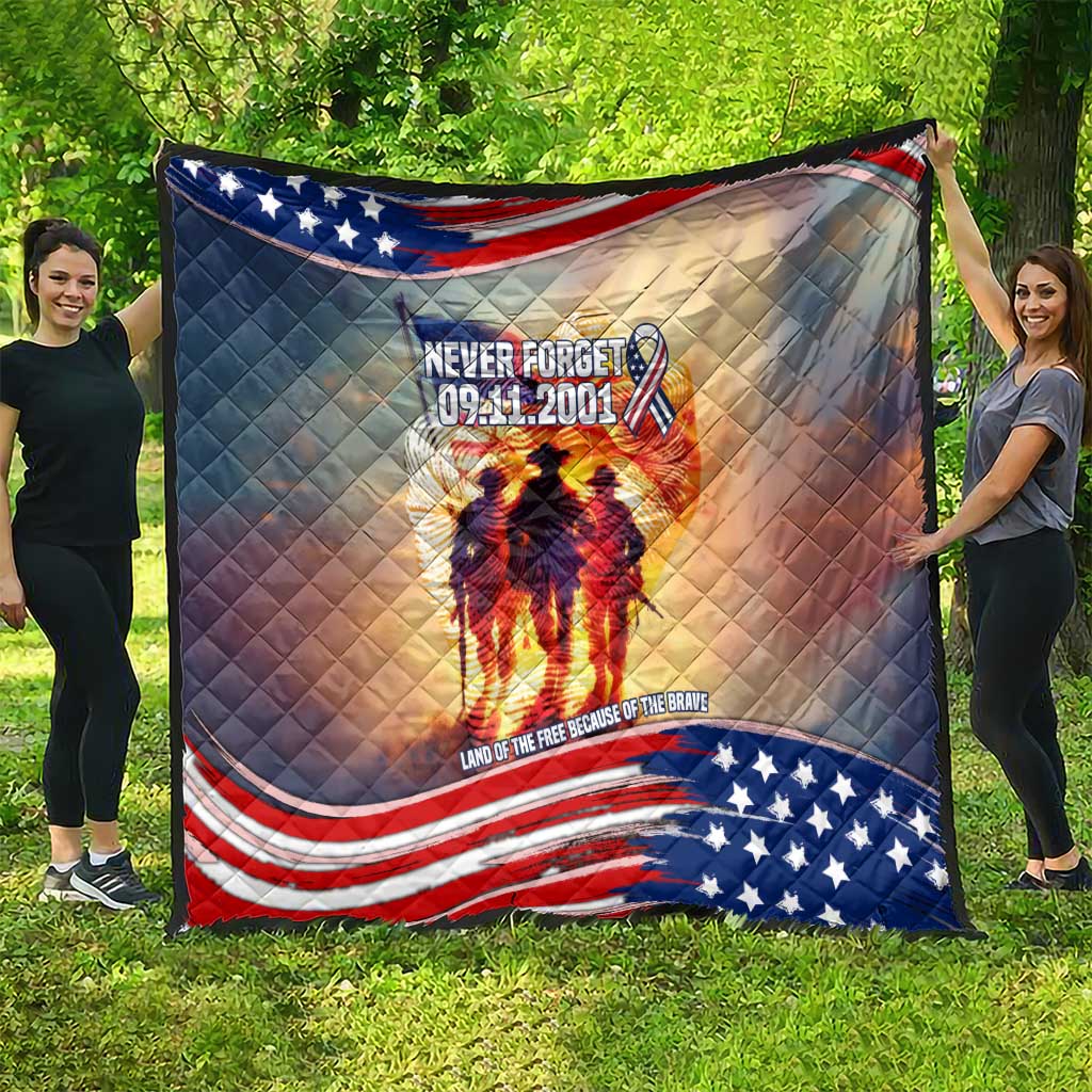 911 Memorial Patriot Day Quilt American Flag and Soldier Tribute Never Forget - Wonder Print Shop