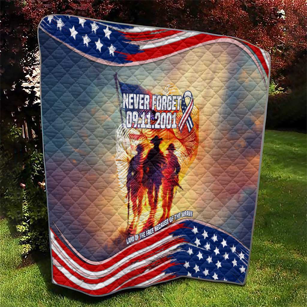 911 Memorial Patriot Day Quilt American Flag and Soldier Tribute Never Forget - Wonder Print Shop