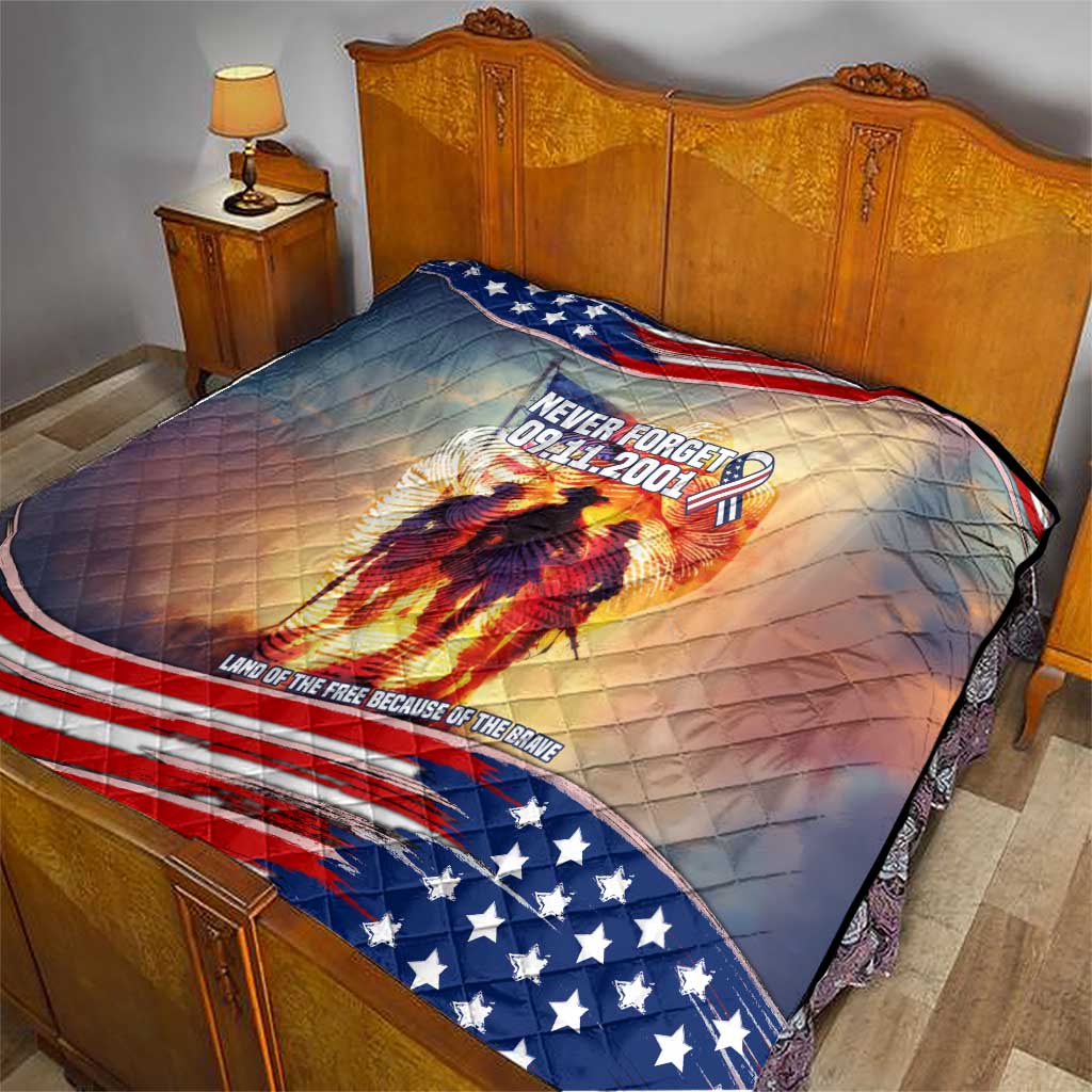 911 Memorial Patriot Day Quilt American Flag and Soldier Tribute Never Forget - Wonder Print Shop