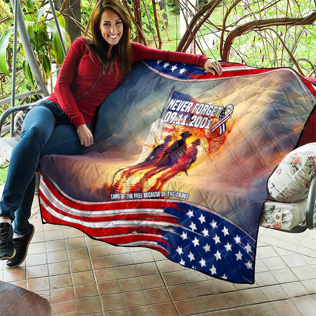 911 Memorial Patriot Day Quilt American Flag and Soldier Tribute Never Forget - Wonder Print Shop