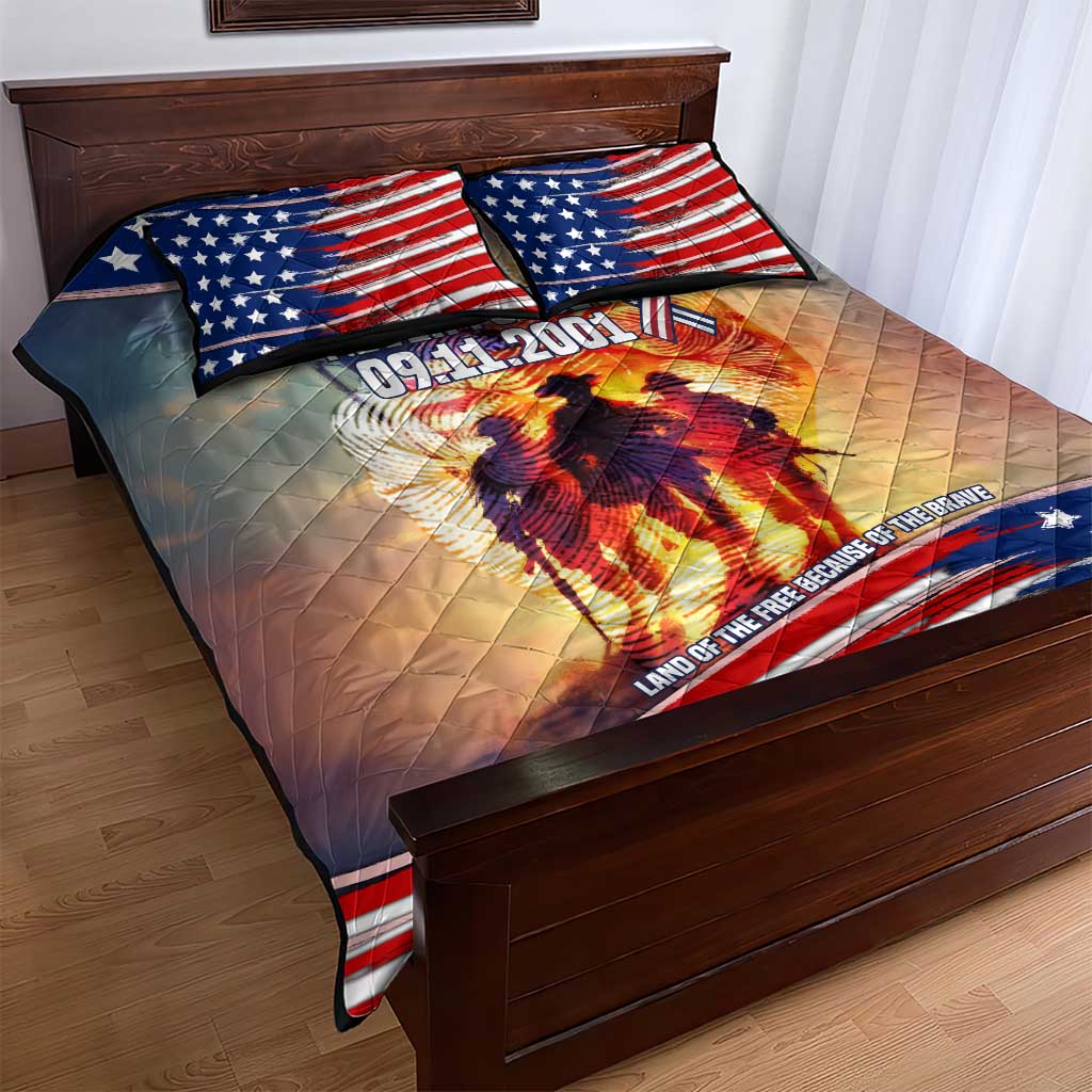 911 Memorial Patriot Day Quilt Bed Set American Flag and Soldier Tribute Never Forget - Wonder Print Shop