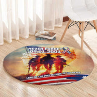 911 Memorial Patriot Day Round Carpet American Flag and Soldier Tribute Never Forget - Wonder Print Shop