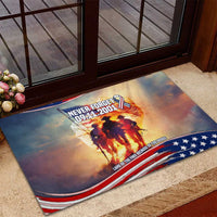 911 Memorial Patriot Day Rubber Doormat American Flag and Soldier Tribute Never Forget - Wonder Print Shop