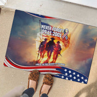 911 Memorial Patriot Day Rubber Doormat American Flag and Soldier Tribute Never Forget - Wonder Print Shop