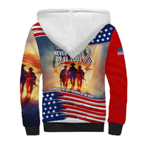 911 Memorial Patriot Day Sherpa Hoodie American Flag and Soldier Tribute Never Forget - Wonder Print Shop