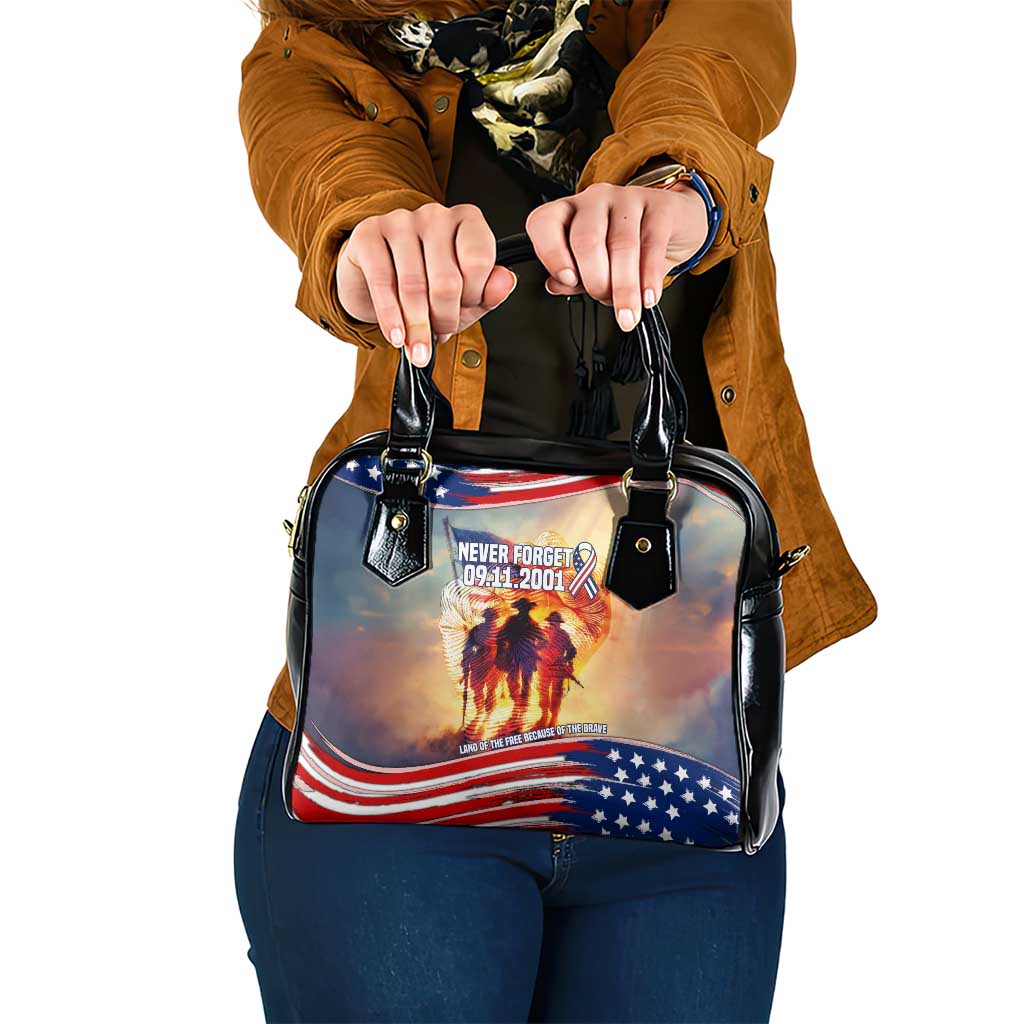 911 Memorial Patriot Day Shoulder Handbag American Flag and Soldier Tribute Never Forget - Wonder Print Shop