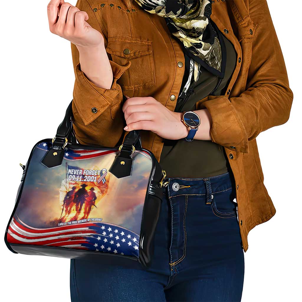 911 Memorial Patriot Day Shoulder Handbag American Flag and Soldier Tribute Never Forget - Wonder Print Shop
