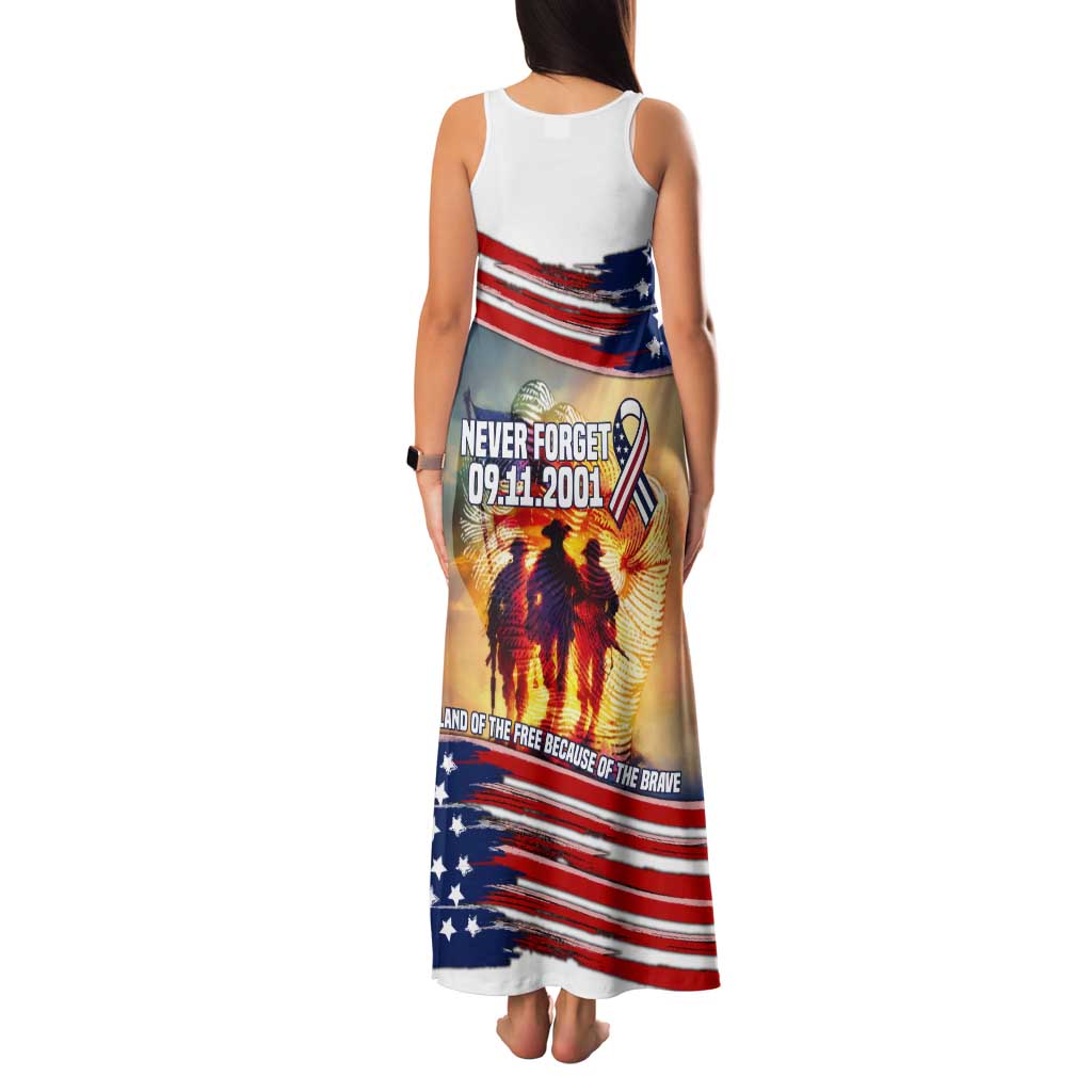 911 Memorial Patriot Day Tank Maxi Dress American Flag and Soldier Tribute Never Forget - Wonder Print Shop