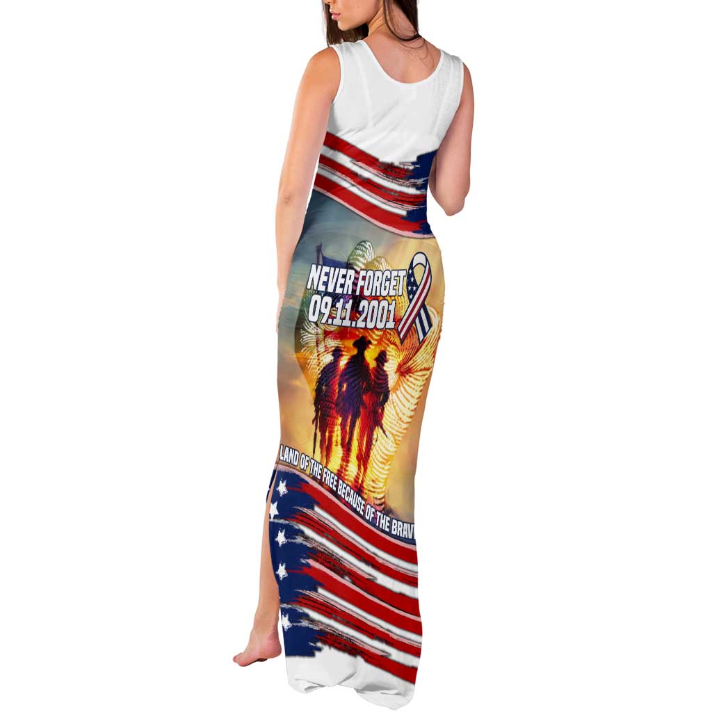 911 Memorial Patriot Day Tank Maxi Dress American Flag and Soldier Tribute Never Forget - Wonder Print Shop
