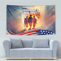 911 Memorial Patriot Day Tapestry American Flag and Soldier Tribute Never Forget - Wonder Print Shop
