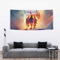 911 Memorial Patriot Day Tapestry American Flag and Soldier Tribute Never Forget - Wonder Print Shop
