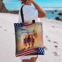 911 Memorial Patriot Day Tote Bag American Flag and Soldier Tribute Never Forget - Wonder Print Shop