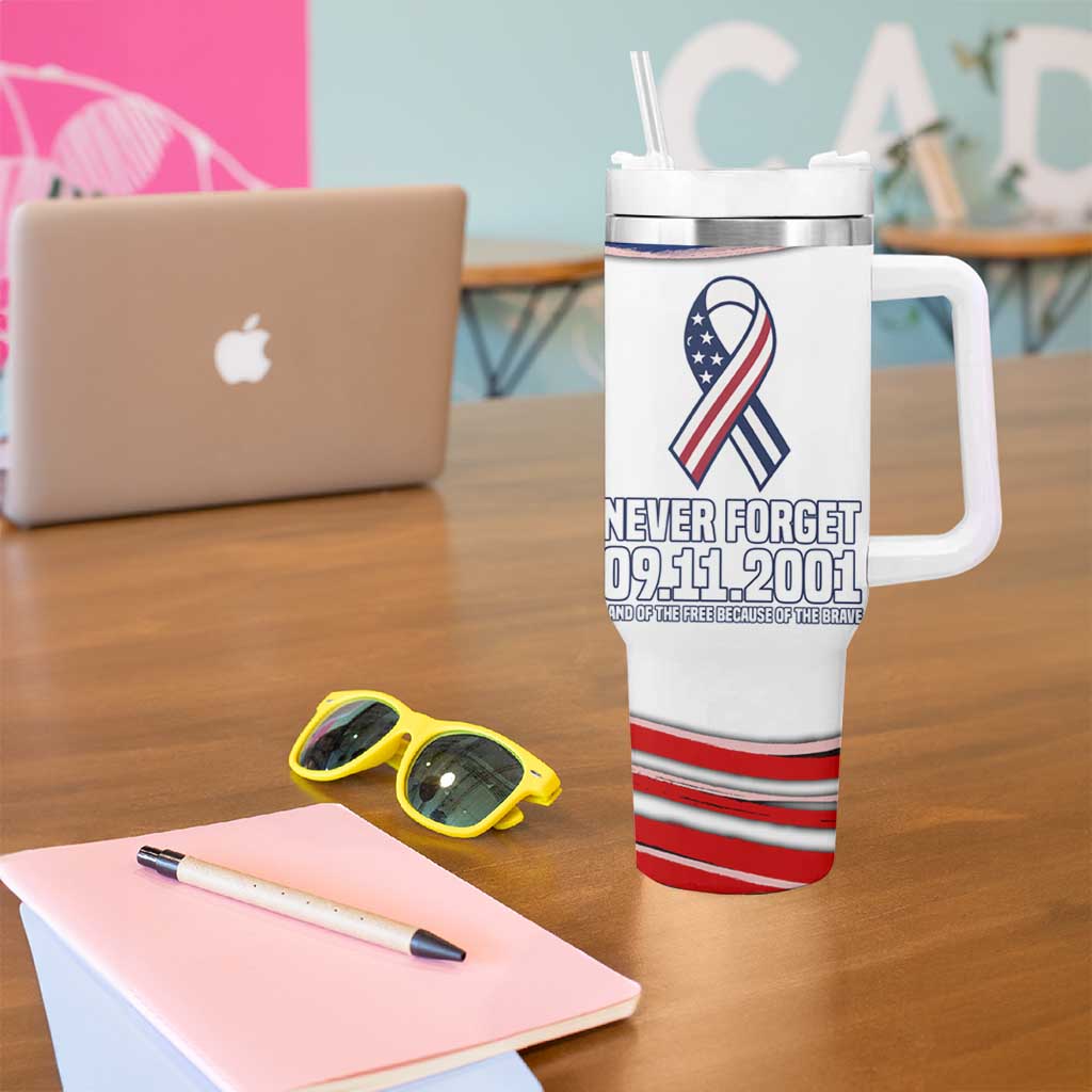 911 Memorial Patriot Day Tumbler With Handle American Flag and Soldier Tribute Never Forget - Wonder Print Shop