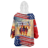 911 Memorial Patriot Day Wearable Blanket Hoodie American Flag and Soldier Tribute Never Forget - Wonder Print Shop