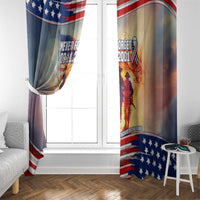 911 Memorial Patriot Day Window Curtain American Flag and Soldier Tribute Never Forget - Wonder Print Shop