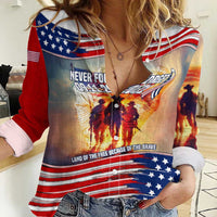 911 Memorial Patriot Day Women Casual Shirt American Flag and Soldier Tribute Never Forget - Wonder Print Shop