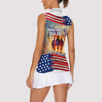911 Memorial Patriot Day Women Sleeveless Polo Shirt American Flag and Soldier Tribute Never Forget - Wonder Print Shop