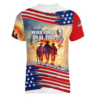 911 Memorial Patriot Day Women V-Neck T-Shirt American Flag and Soldier Tribute Never Forget - Wonder Print Shop