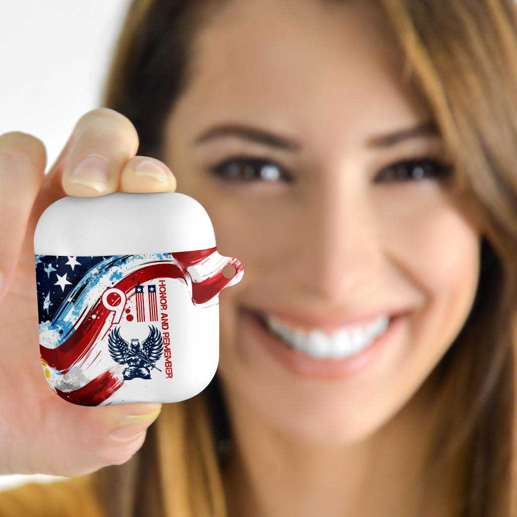 Patriot Day 911 Memorial AirPods Case American Flag and Angel Soldier Honor and Remember - Wonder Print Shop