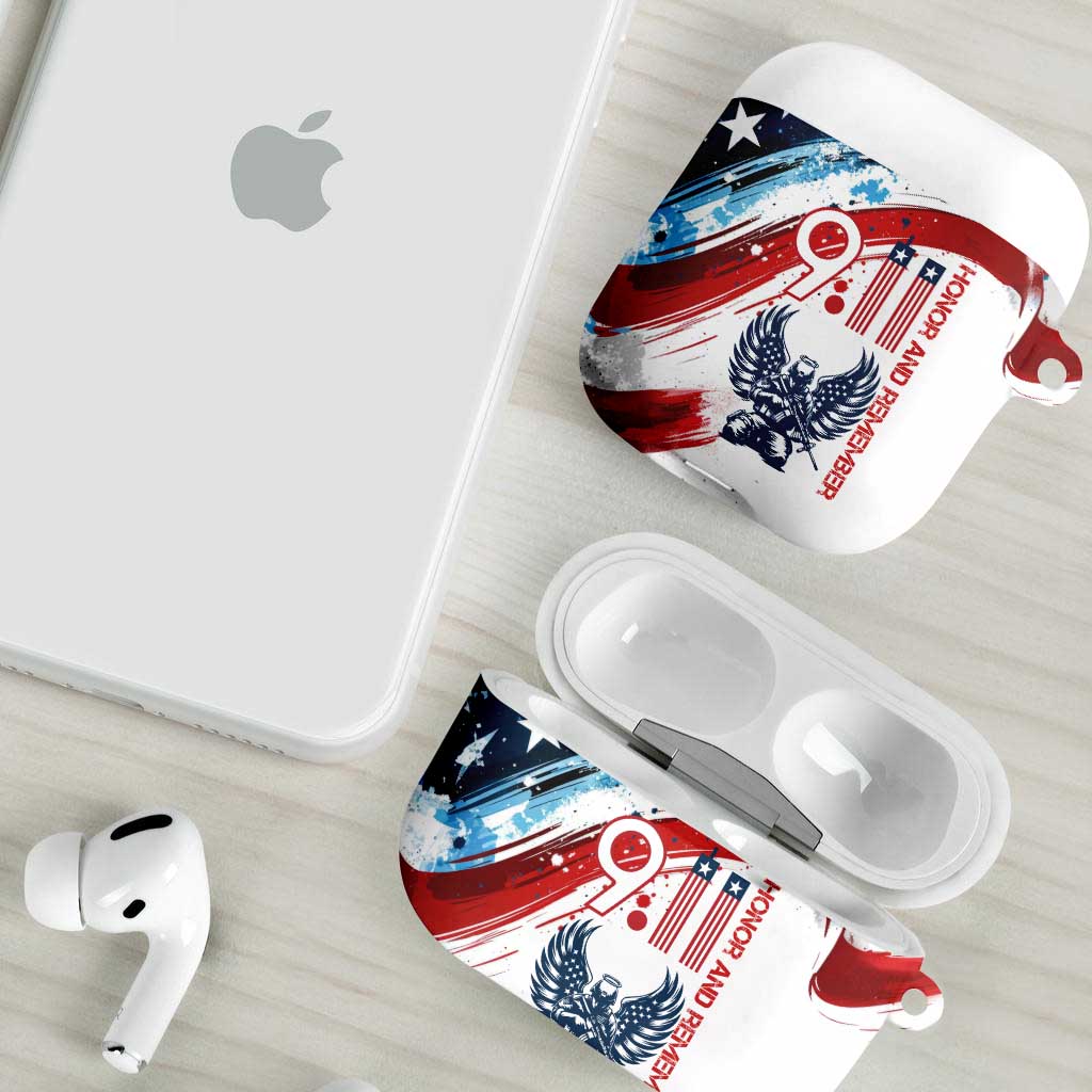 Patriot Day 911 Memorial AirPods Case American Flag and Angel Soldier Honor and Remember - Wonder Print Shop