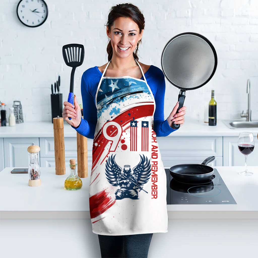 Patriot Day 911 Memorial Apron American Flag and Angel Soldier Honor and Remember - Wonder Print Shop