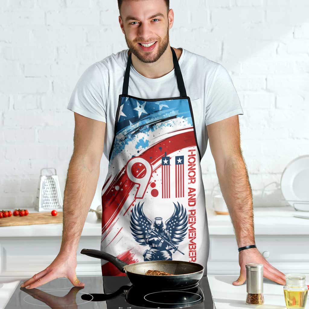 Patriot Day 911 Memorial Apron American Flag and Angel Soldier Honor and Remember - Wonder Print Shop