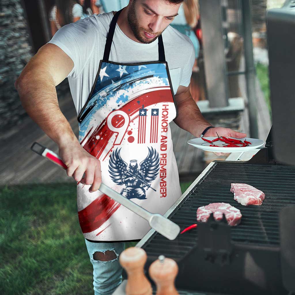 Patriot Day 911 Memorial Apron American Flag and Angel Soldier Honor and Remember - Wonder Print Shop