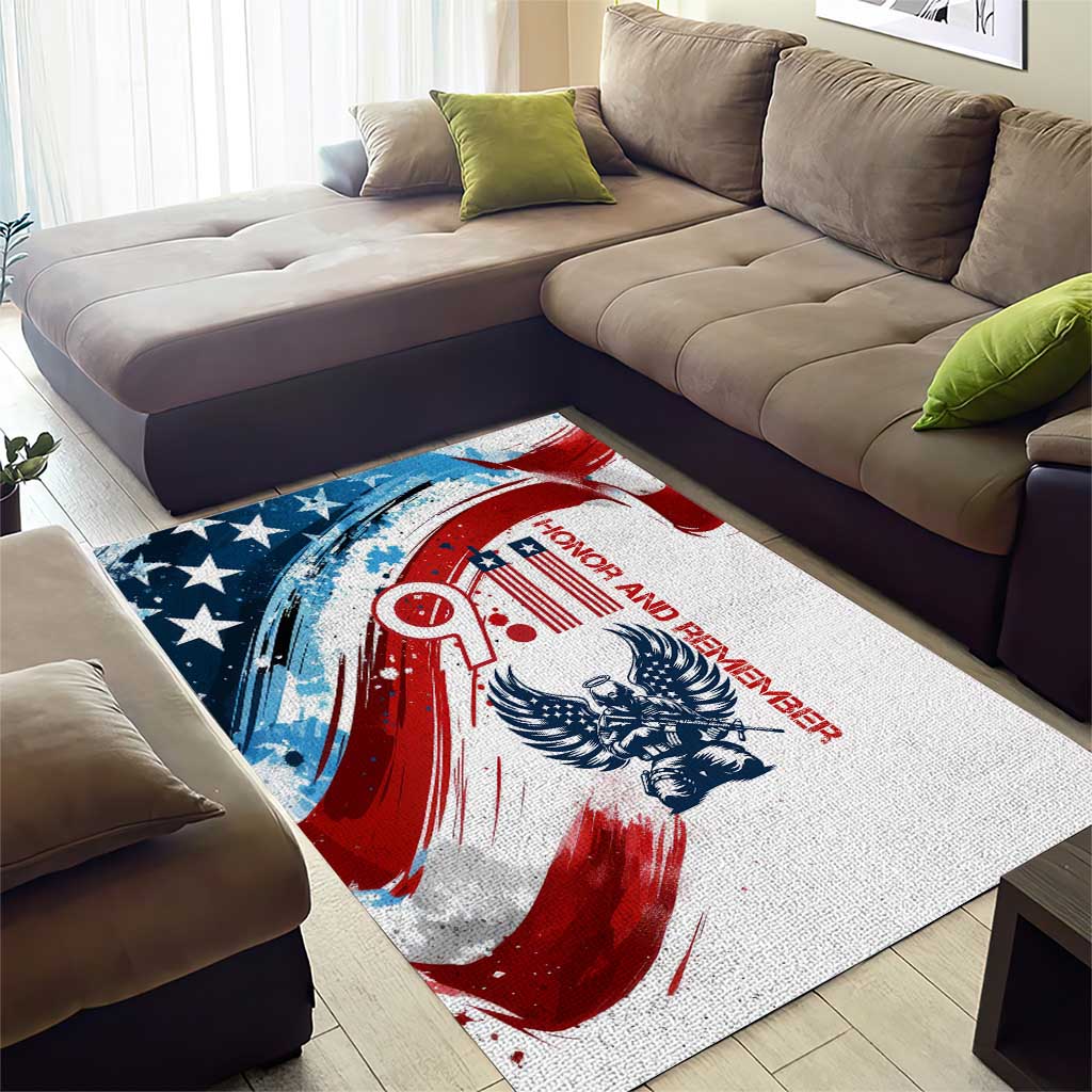 Patriot Day 911 Memorial Area Rug American Flag and Angel Soldier Honor and Remember - Wonder Print Shop