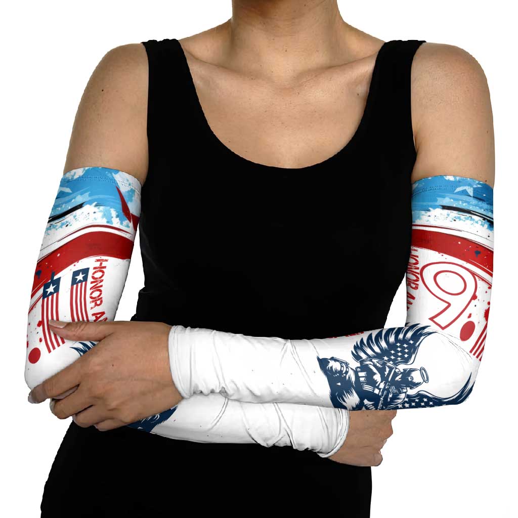 Patriot Day 911 Memorial Arm Sleeves American Flag and Angel Soldier Honor and Remember - Wonder Print Shop
