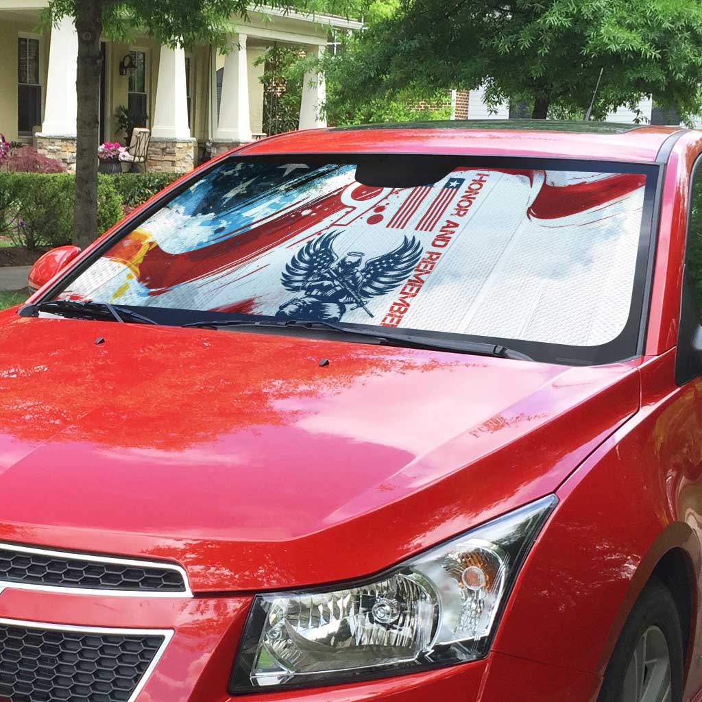 Patriot Day 911 Memorial Auto Sun Shade American Flag and Angel Soldier Honor and Remember - Wonder Print Shop