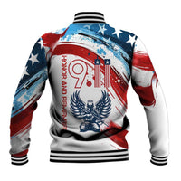 Patriot Day 911 Memorial Baseball Jacket American Flag and Angel Soldier Honor and Remember - Wonder Print Shop